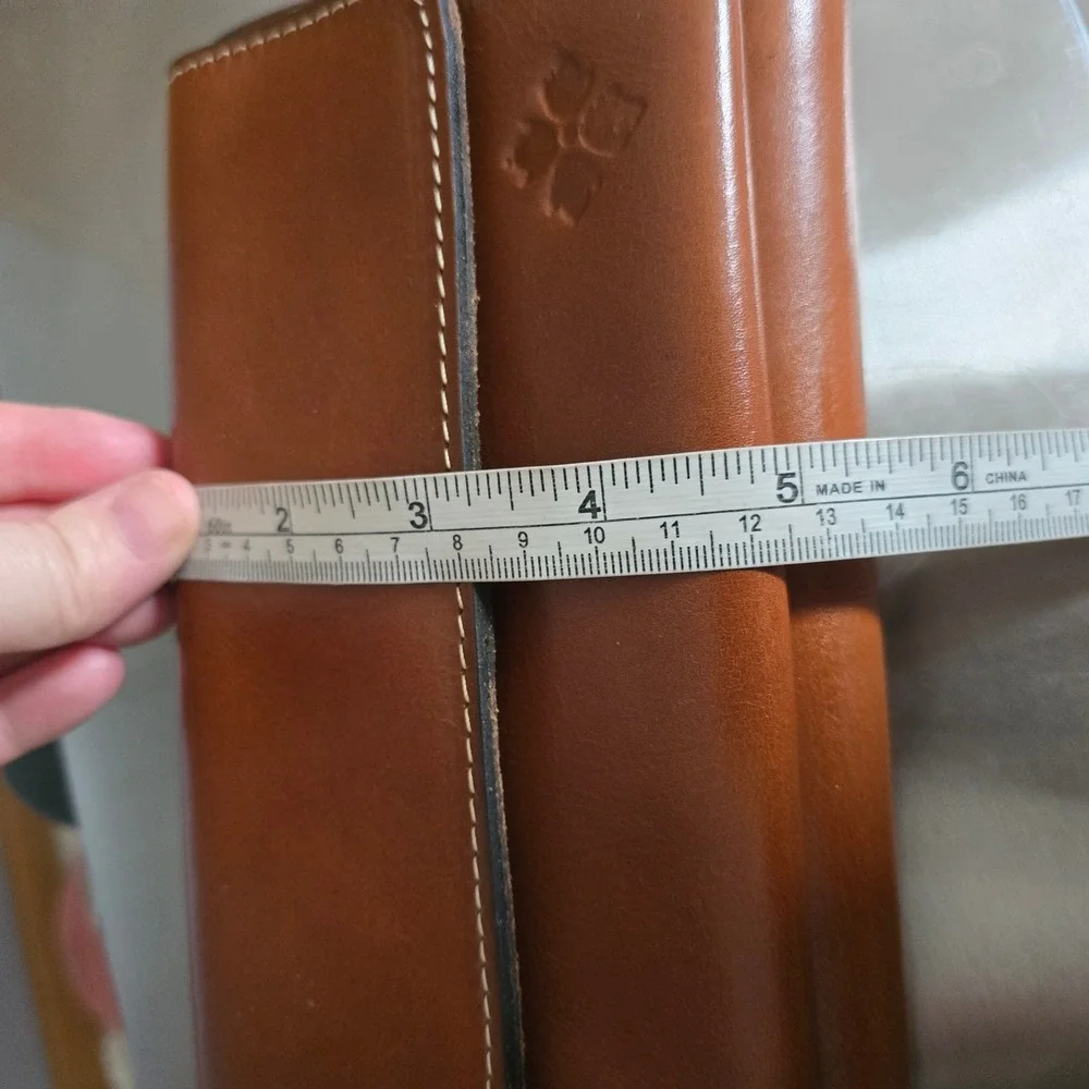 Patricia Nash Tan Leather Wallet Crossbody Bag Cognac Brown Clutch Organizer